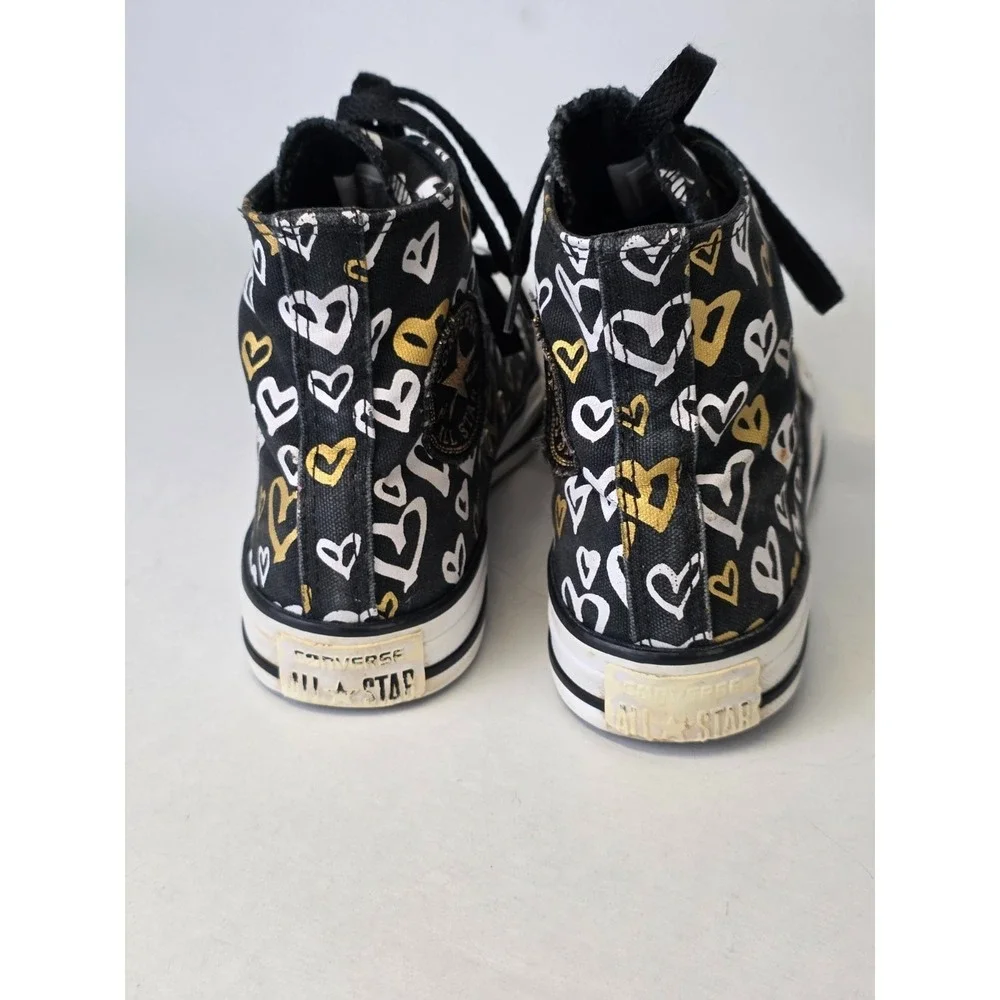 Converse All Star Chuck Taylor  Sneakers Women's Size 7 Black White Heart Shoes